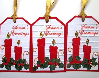 Candles Christmas Gift Tags - Christmas Tags - Holiday Gift Tags - Christmas Gifts - Christmas Wrapping - Christmas Gift Wrap - Set of 5