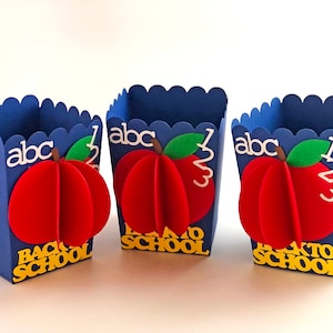 Boîtes de pop-corn de fête de retour à l'école, boîtes de faveur du premier jour d'école, décorations de salle de classe, friandises, boîtes de bonbons-12