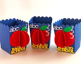 Back To School Party Popcorn Boxes, First Day of School Favor Boxes,  Classroom Decorations, Treat, Candy Boxes-12