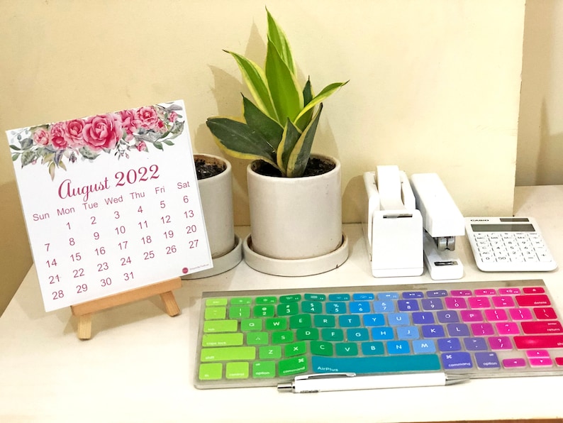 2024 Monthly Floral Desk Calendar, Office Decor, Desk Accessory, New Year Christmas Gift With Wooden Easel Stand image 6