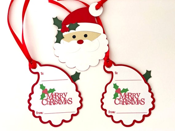 Santa Claus with a Gift Personalized Christmas Gift Tags