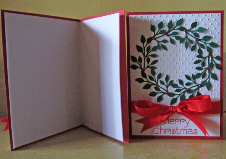 Wreath Christmas Cards Embossed Christmas Card Sets Holiday Cards Boxed Christmas Cards Holiday Card Set Merry Christmas Card Sets image 4