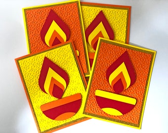 Cartes de vœux Diwali, Ensembles de cartes Happy Diwali, Décor indien Diwali Diya, Festival des lumières, Souhaits Deepavali, Cartes faites à la main-4