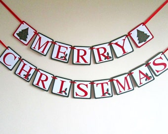 Merry Christmas Banner, Christmas Decoration, Holiday Garland, Merry Christmas Sign Photo Prop, Wall Decor