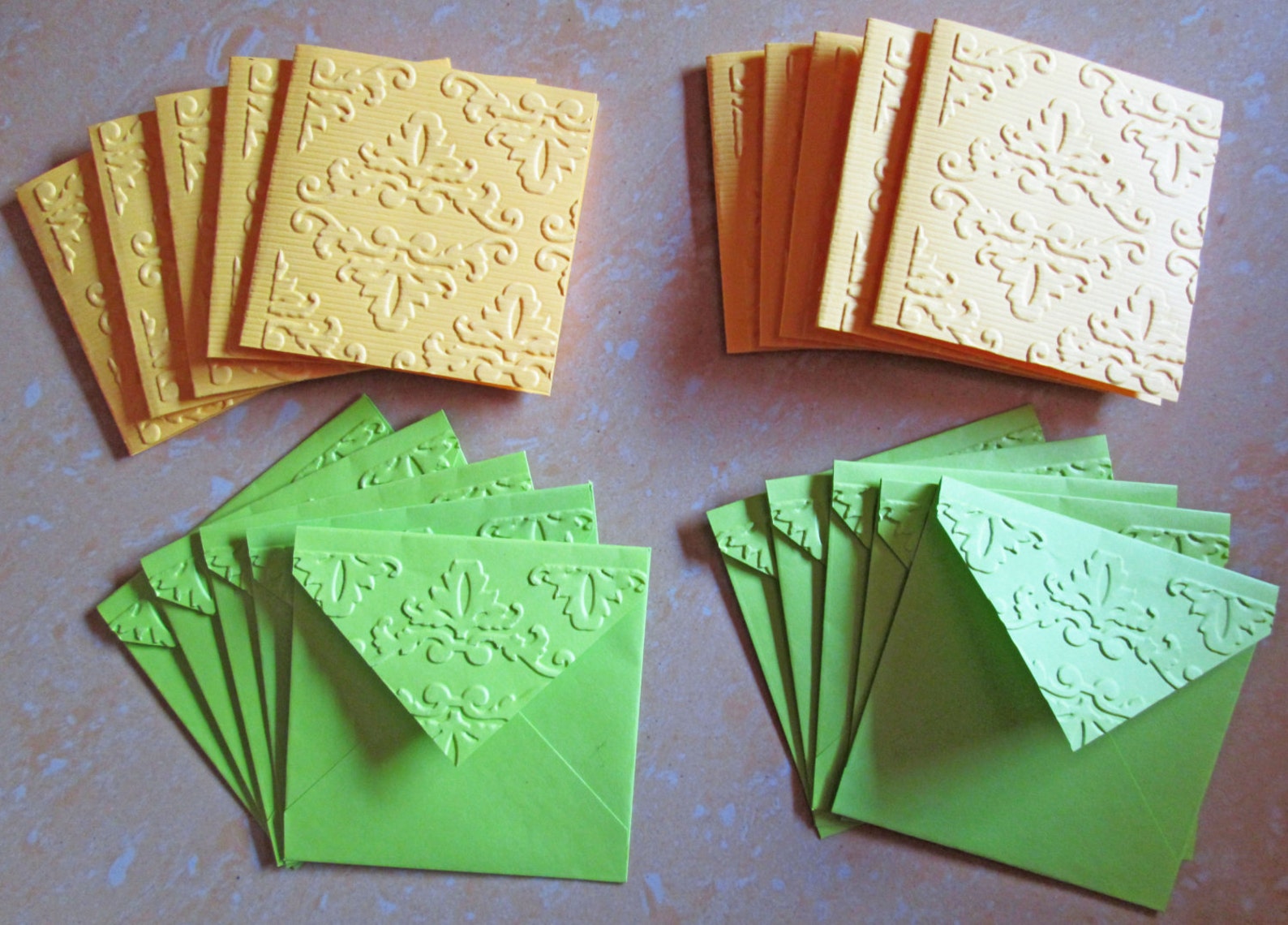 Blank Mini Embossed Card Set of 10 / Nature Note Card Set/ Thank You