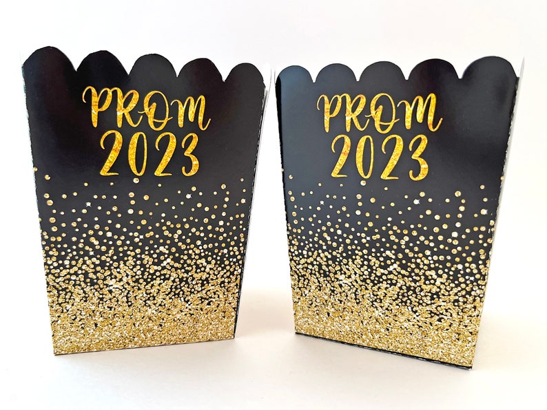 Prom Popcorn Boxes, Prom Party, Prom Night 2024 Popcorn Treat Bags, Favor Boxes, Graduation Party Decorations, Class of 2024, Set of 10 image 4