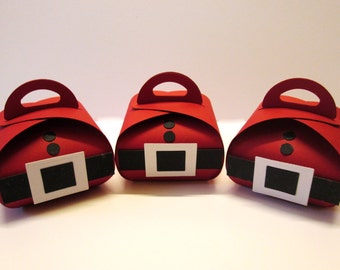Santa Suit Christmas Favor Boxes, Holiday Candy Bags, Set of 10