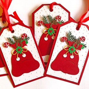 Etiquetas para presentes de Natal, etiquetas para Feliz Natal, etiquetas para presentes de feriado, etiquetas para feriados de Natal, etiquetas vermelhas para lembrancinhas de Natal feitas à mão, etiquetas - 5