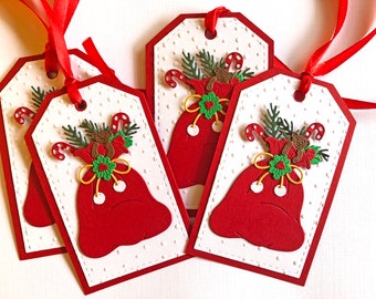 Christmas Gift Tags, Merry Christmas Tags, Holiday Gift Tags, Holiday Tags for Christmas, Handmade Red Christmas Favor Tags, Labels - 5