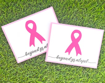 Breast Cancer Thank You Cards, Breast Cancer Awareness Note Cards, Cancer Survivor, Ribbon Greeting Card Pack-Set of 4