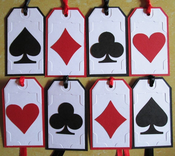 Casino Party Gift Tags, Vegas Theme, Poker Favor Tags, Set of 8