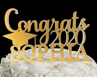 Afstuderen taart topper, afstudeerfeest decoraties, aangepaste 20234 College Graduate Topper, gepersonaliseerde Congrats naam Topper