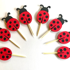 Ladybug Cupcake Toppers, Ladybug Birthday, Ladybug toppers, Ladybug party decorations,  Ladybug baby shower,  Ladybug theme party Set of 20