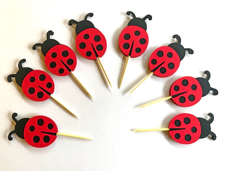 Ladybug Cupcake Toppers Ladybug Birthday Ladybug toppers | Etsy