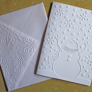 Christmas Cards, Holiday Cards, Boxed Christmas Card Sets, Embossed Snowman, Merry Christmas, Xmas Cards image 2