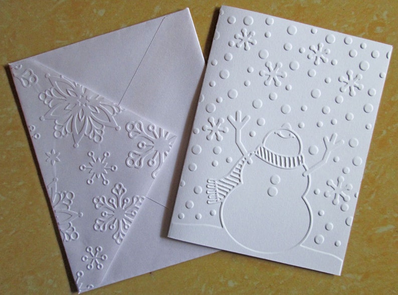 Christmas Cards, Holiday Cards, Boxed Christmas Card Sets, Embossed Snowman, Merry Christmas, Xmas Cards image 2
