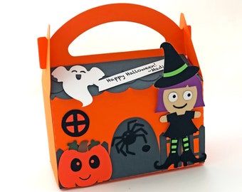 Halloween Treat Bags, Halloween Favor Boxes, Cute Witch House Halloween Party Decoration, Candy Box, Gift Box - Set of 10