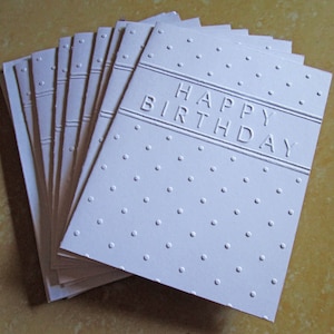 Happy Birthday Cards Set, White Embossed Cards, Happy Birthday Card Set, Boxed Birthday Greeting Cards, Stationery Pack, Blank Note Cards-8