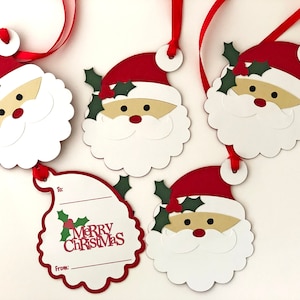 Etiquetas de regalo de Navidad de Papá Noel, etiquetas de regalo navideñas personalizadas, regalos de Navidad, envoltura de Navidad, envoltura de regalo de Navidad - Juego de 5