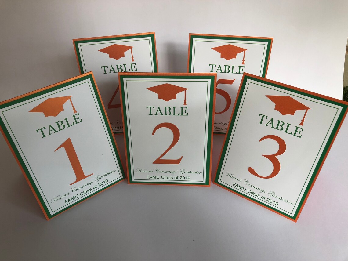 Graduation Number Chart Graduation Table Numbers, Graduation Table Cards, High School, College ...
