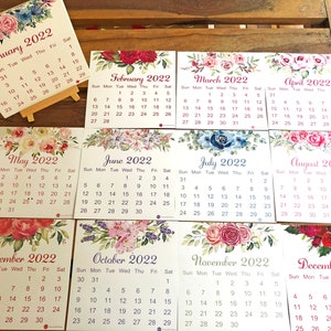 2024 Monthly Floral Desk Calendar, Office Decor, Desk Accessory, New Year Christmas Gift With Wooden Easel Stand image 1