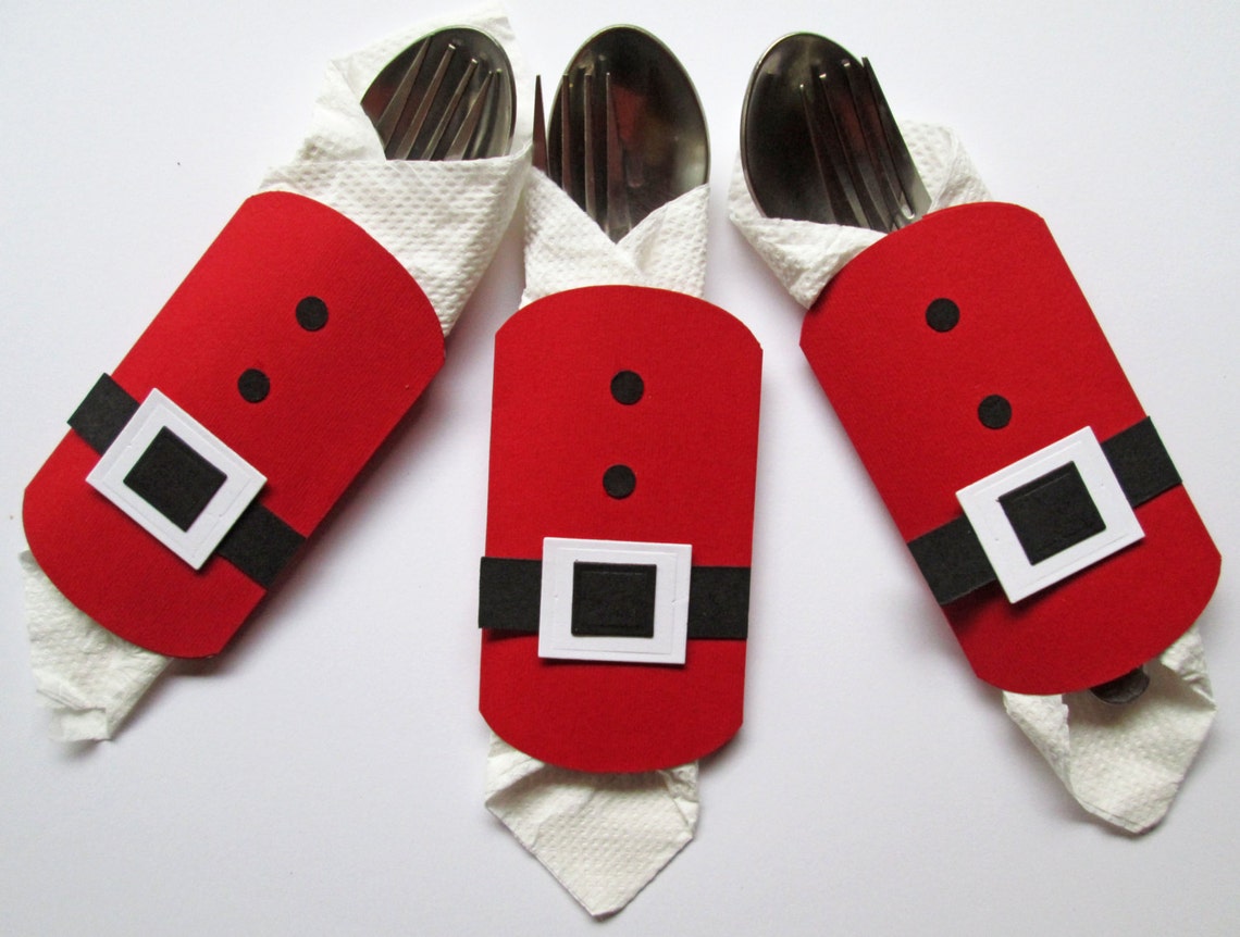 Christmas Cutlery Holders Christmas Decor Christmas Table Etsy