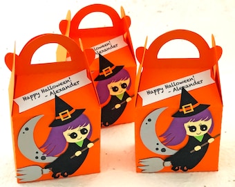 Halloween Favor Boxes, Halloween Party Favors, Halloween Treat Boxes, Treat Bags, Halloween Decoration, Candy Box - Set of 10