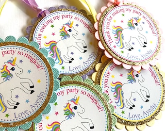 Unicorn Gift Tags, Unicorn Party Decorations, Unicorn Birthday, Unicorn Favor Tags, Unicorn Theme Favors, Unicorn Thank You Tags Set of 20