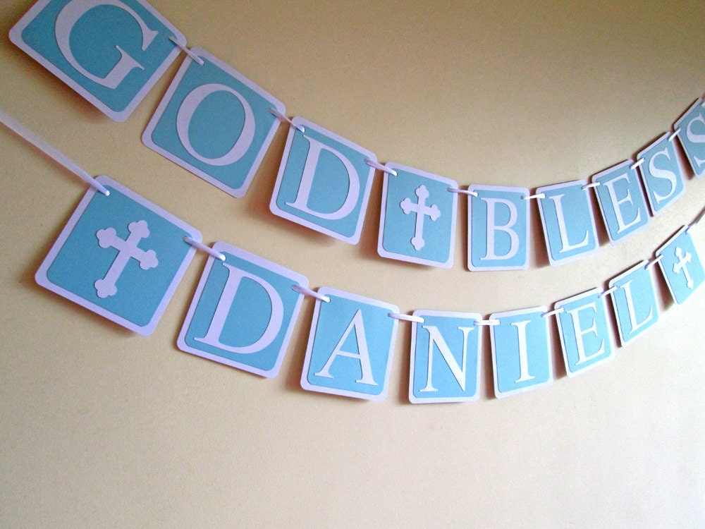 Boy Baptism Banner Blue Christening Banner First Communion Etsy
