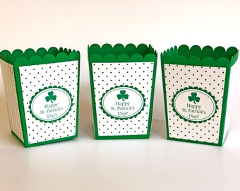 St Patrick's Day Popcorn Boxes, St Patricks Day Party Favors, St Pattys Day Party Decorations,  Party Supplies, Eat Drink Be Irish-Set of 10