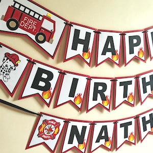 Feuerwehrauto Girlande, alles Gute zum Geburtstag Banner, Feuerwehrauto Partydekoration, Geburtstagsgirlande