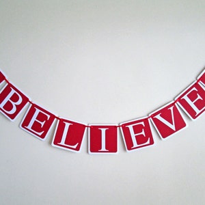 Merry Christmas Banner, Believe Banner, Christmas Decoration, Christmas Garland, Holiday Banner, Holiday Decor, Christmas Bunting, Sign