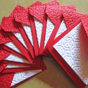Christmas Mini Embossed Cards Set of 10/ Holiday Gift Tags, Thank You Cards/ Stationery Card Set/ Wedding favor tags/ Lunch Box Notes