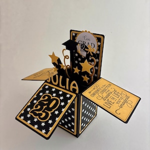 Pop-upkaart afstuderen, houder cadeaukaart afstuderen, decoratie 2025 afstuderen, dooskaart, geldenvelop, gefeliciteerd cadeau voor haar