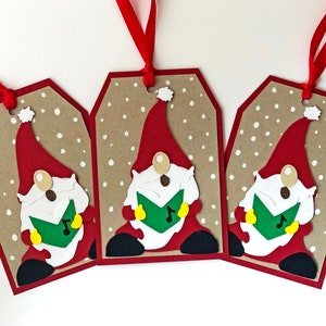 Gnome Christmas Tags, Holiday Favor Tags, Merry Christmas Gifts,Christmas Wrapping, - Set of 5