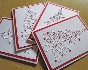 Tree Christmas Cards, Embossed Christmas Card Set, Holiday Cards, Boxed Christmas Card Sets, Holiday Card Set, Merry Christmas Card Sets