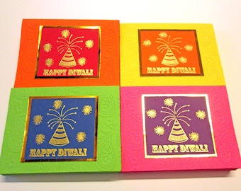 Happy Diwali Card Set, Happy Diwali Greeting Cards, Festival of Lights, Deepavali Wishes, Boxed Cards-Set of 4