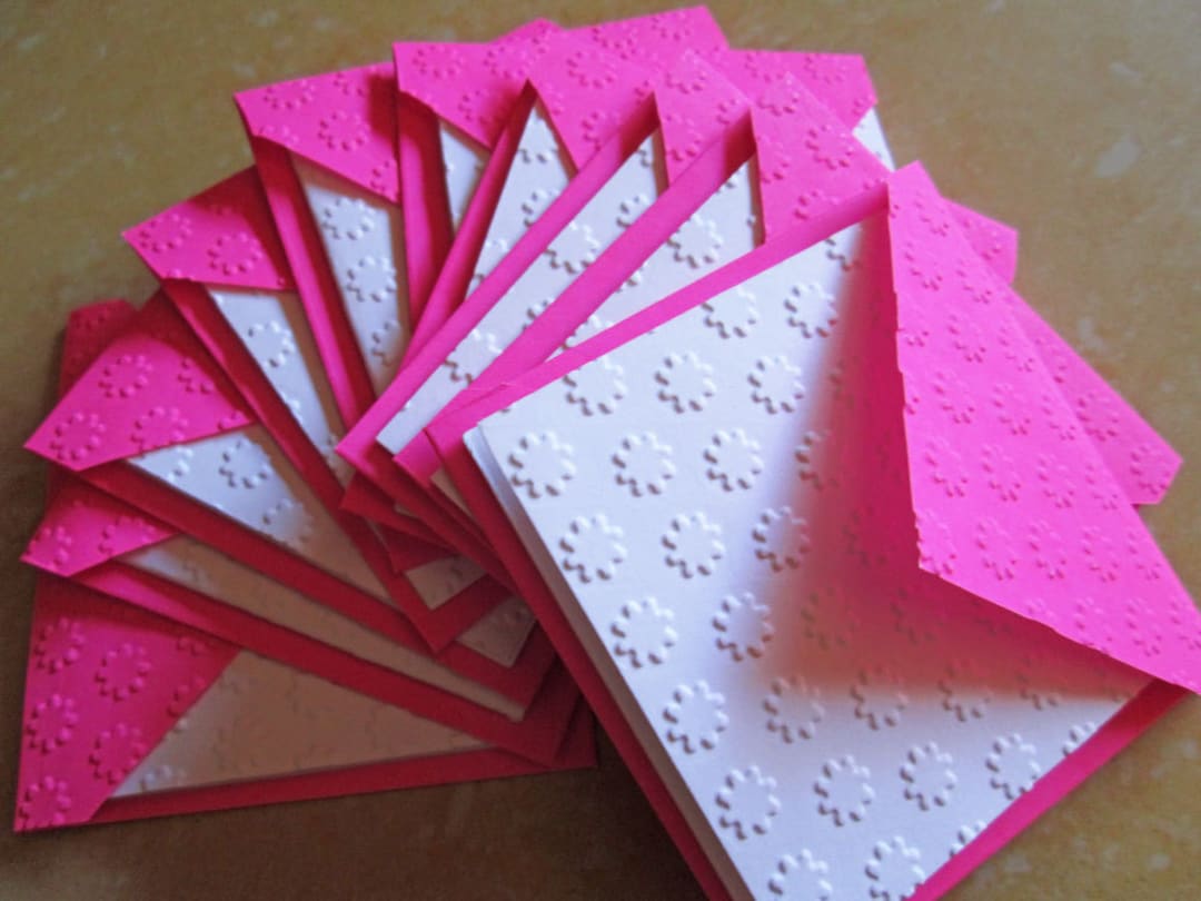 Blank Mini Embossed Card Set of 10 / Note Card Set/ Thank You Cards