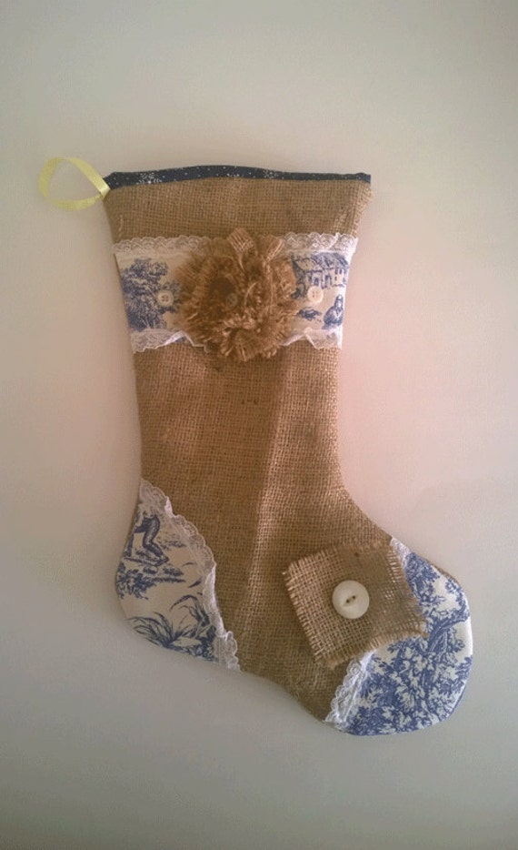 Items similar to BOHO Stocking Burlap Recycled Coffee Bean Bag Vintage