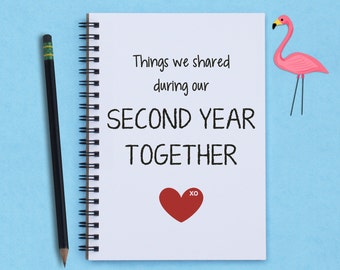 anniversary gift, Things We Shared During Our Second Year Together, 5" x 7" Journal, notebook, memory book, scrapbook, diary, husband gift