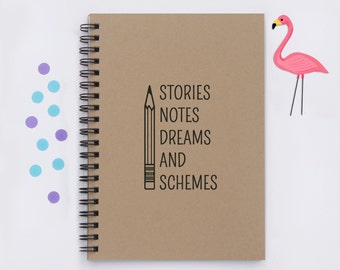 Historias, notas, sueños y planes, 5" x 7", diario, cuaderno, agenda, cuaderno de bocetos, libro de recuerdos, álbum de recortes, diario de escritura, álbum de fotos, regalo