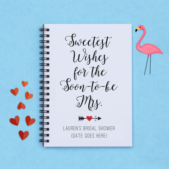 Bridal shower book, personalized, Sweetest Wishes for the Soon-to-be Mrs. - 5" x 7" Journal, notebook, diary, memory book, scrapbook, bridal
