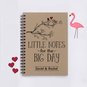 Personalized, Little Notes for the Big Day (Birds), 5"x7" Journal, notebook, wedding plans, wedding notes, wedding details, convenient size