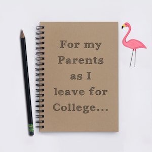 Regalo para padres, para mis padres cuando me voy a la universidad, diario de 5" x 7", diario de escritura, cuaderno, diario, libro de recuerdos, álbum de recortes, graduación imagen 1