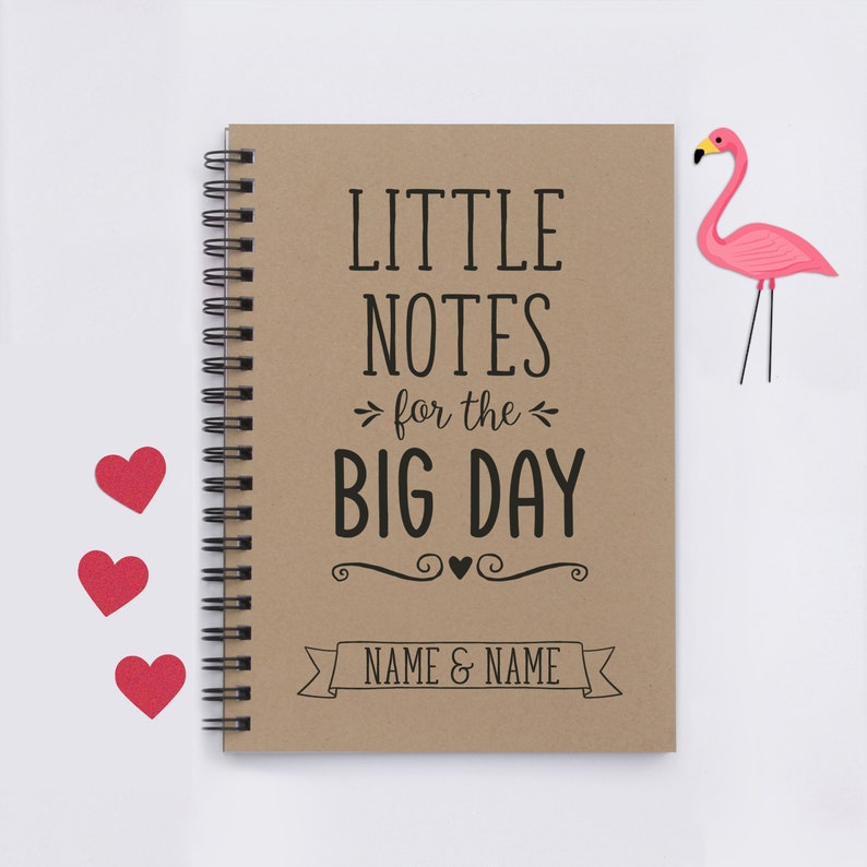 Little Notes for the Big Day, Personalized, 5 x 7 wedding notebook, wedding notes, wedding ideas, wedding details, engagement gift, gift image 1