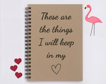 Estas son las cosas que guardaré en mi corazón, diario de 5" x 7", diario romántico, diario de escritura, cuaderno, diario personal, libro de recuerdos, álbum de recortes