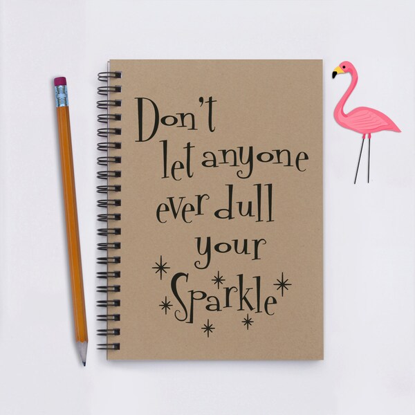 gift for girls, Don't Let Anyone Ever Dull Your Sparkle (stars version), 5"x 7" journal, notebook, diary, memory book, scrapbook, photo book