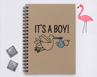 It's a Boy! 5"x7" Journal, notebook, diary, memory book, scrapbook, gender reveal, announcement for grandparents, gift for new mom, new dad