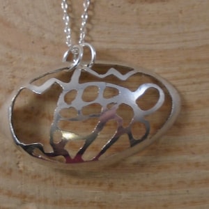 Sterling Silver Upcycled Pierced Turtle Spoon Necklace
