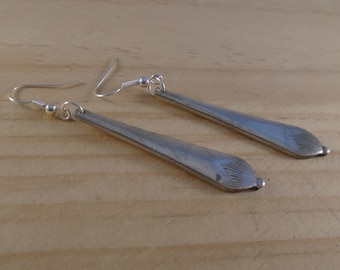 Upcycled Silver Plated Tassel Sugar Tong Handle Earrings